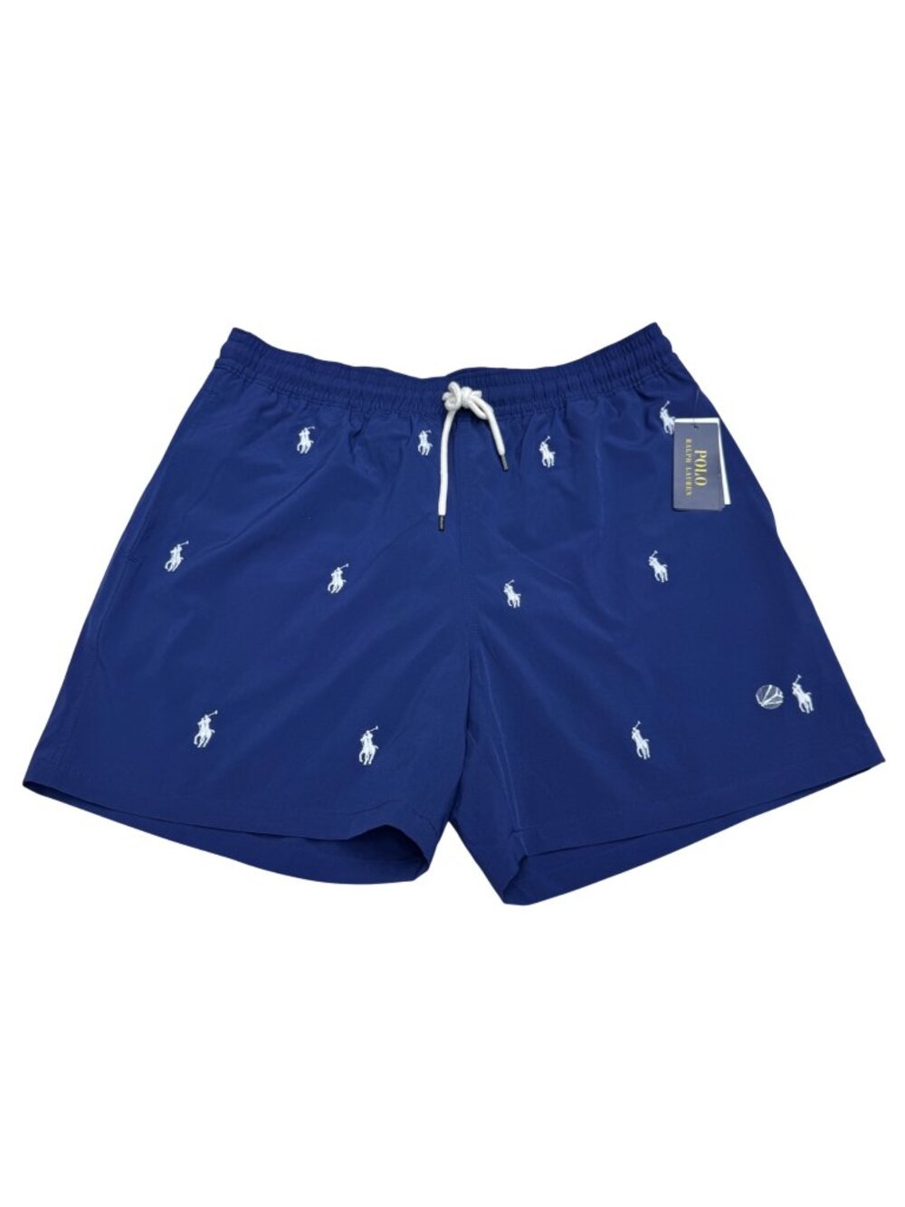 NWT $95 Polo Ralph Lauren Blue All Over Pony Men's Swim Trunks, Size XL